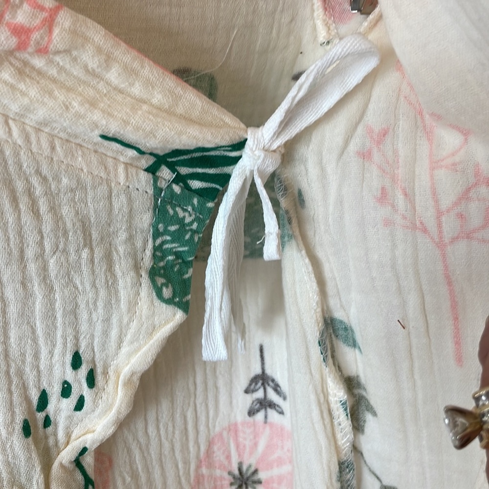 Chuya romper cream with bears and leafs size 3-6 months side tie - Picture 4 of 9